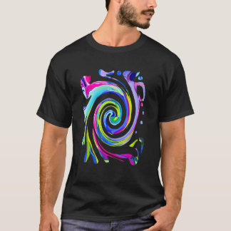 T-shirt Super Abstrait Bleu Jaune Et Noir