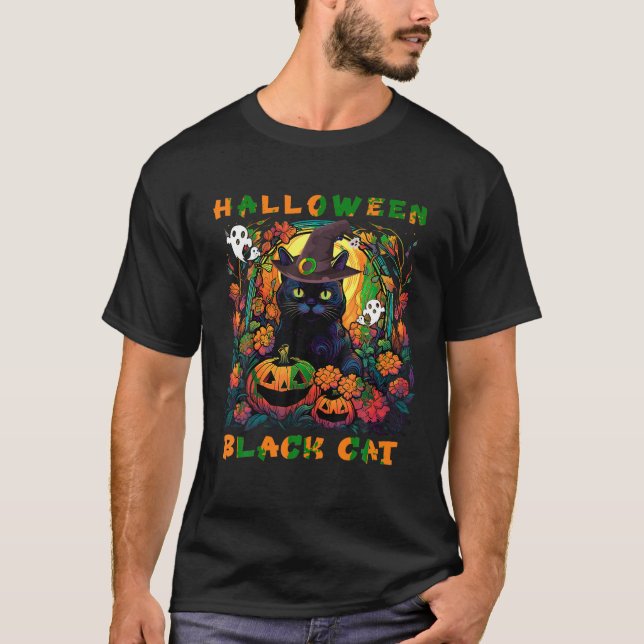 T-shirt Super Black Cat Saison Halloween citrouille monstr (Devant)