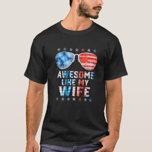 T-shirt Super Comme Ma Femme Drapeau Américain Tie Dye Sun