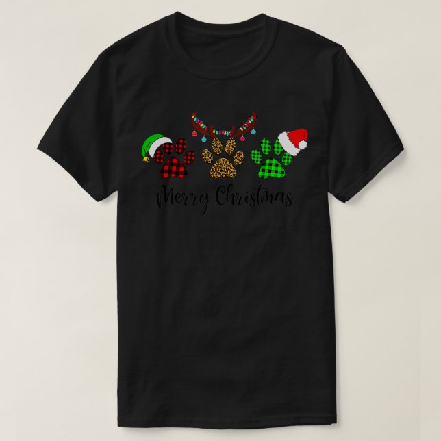 T-shirt Super Cute Dog Paws Foot Print Christmas Dog Lover (Design devant)