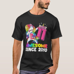 T-shirt Super Depuis 2010 Dabbing Unicorn 11E Anniversaire
