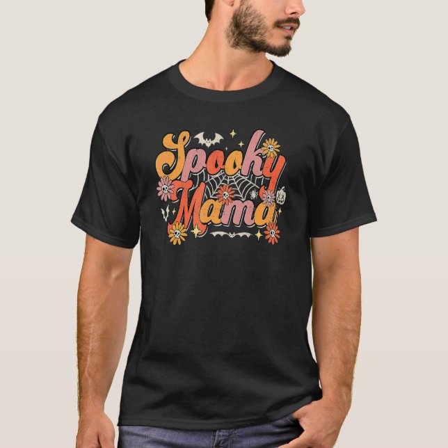 T-shirt Super Éffrayant Mama Retro Halloween Ghost Witchy  (Devant)