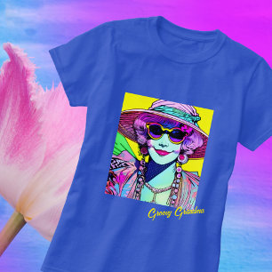T-shirt Super Grand-mère Retro Flower Power Vintage Hippie