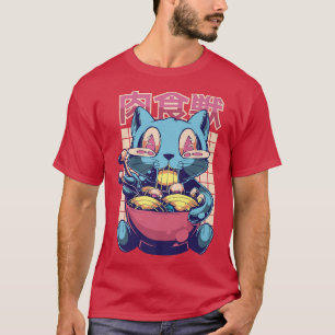 T-shirt Super Happy Cat Eating Ramen Asian Food Japan