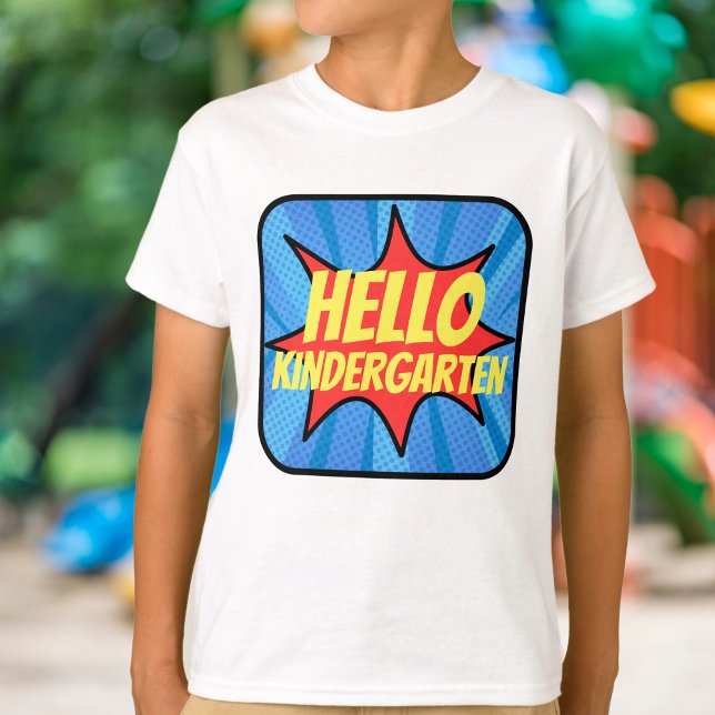 T-shirt Super Hero Comic Premier Jour De L'École Nom Perso (Créateur téléchargé)