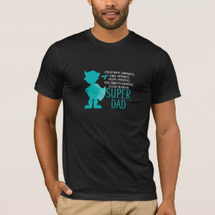 T-shirt Super héros turquoise de silhouette de papa
