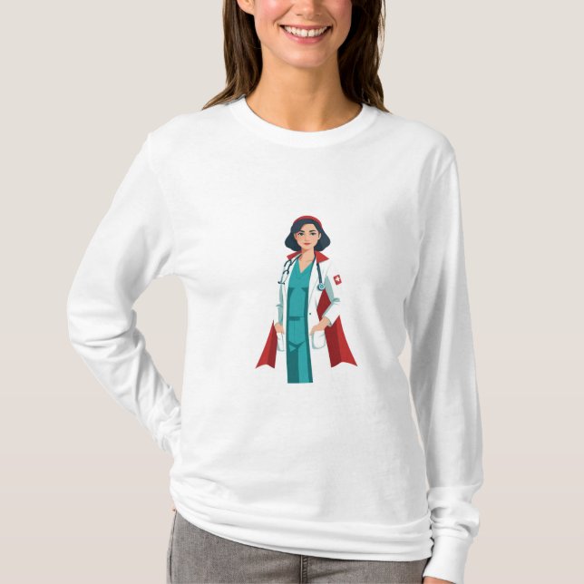 T-shirt Super Infirmière – Héroïne en Blouse Blanche (Devant)