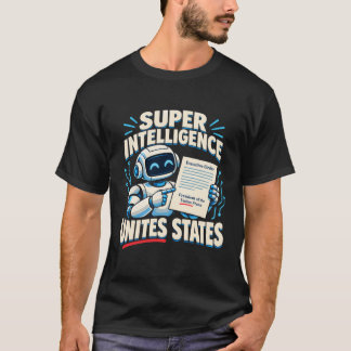 T-shirt Super Intelligence Unites États Typo Drôle d'IA