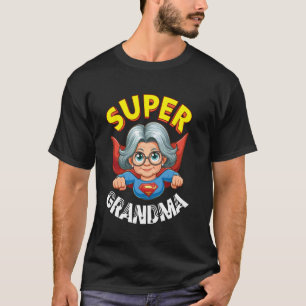 T-shirt Super Mamie Héros Cape Volant Dessin Animé Drôle G