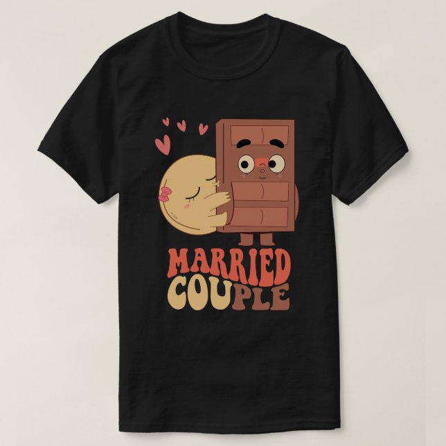 T-shirt Super Marié Couple Pancake Chocolat Amour (Design devant)