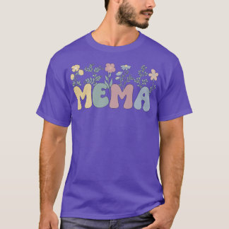 T-shirt Super Mema Grand-mère Fleurs Mema Grand-mère