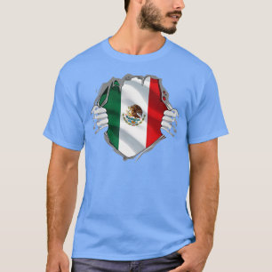 T-shirt Super Mexicain Héritage Fiers Mexique Roots Drapea