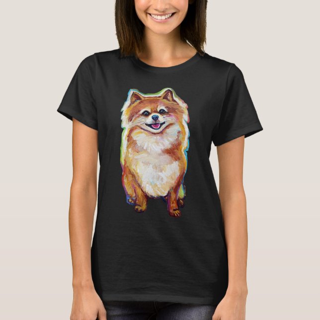 T-shirt Super mignon souriant Pomeranian (Devant)