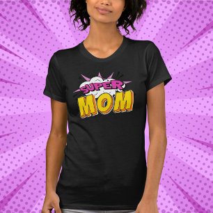 T-shirt Super Mom Comic Book Anniversaire Party