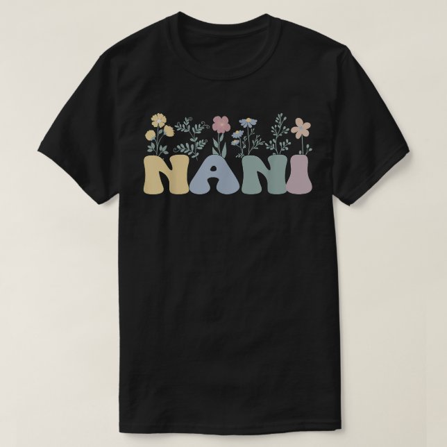 T-shirt Super Nani Grandmère Fleurs Nani Grandma (Design devant)