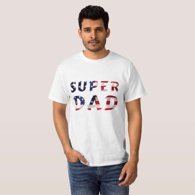 T-shirt Super Papa et le drapeau américain (Devant entier)
