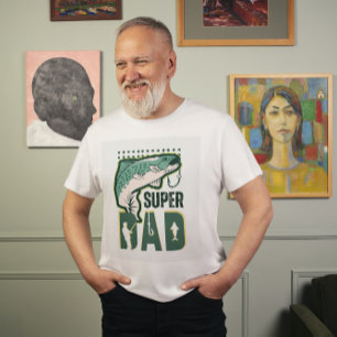T-Shirt Super Papa Illustré Vert