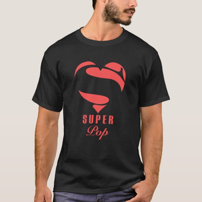 T-shirt Super Pop Superhero Costume de Noël de famille (Devant)