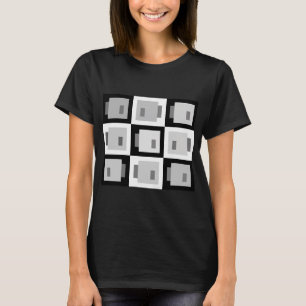 T-shirt Super Simple Pixel Fishies, Noir et Blanc