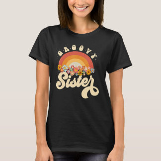 T-shirt Super Soeur Retro Arc-en-ciel Fleurs colorées desi