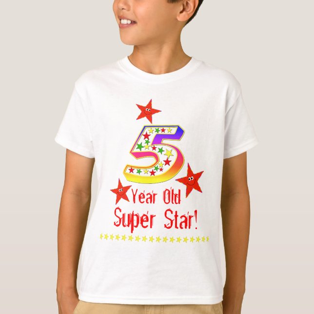 T-shirt Super Star 5th Birthday Shirt pour les garçons (Devant)
