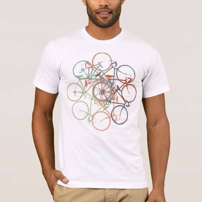 T-shirt super tee-cachet de bicyclettes, argent (Devant)