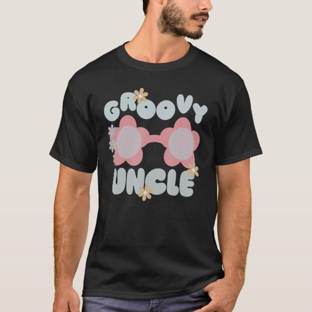 T-shirt Super Uncle Retro Boho Fleur Mignonne Lunettes (Devant)