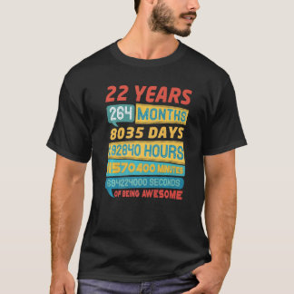 T-shirt Superbe 22 Ans Vintage 22e Anniversaire