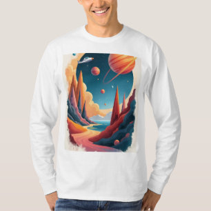 T-shirt Superbe thème de l'affiche spatiale avec paysage