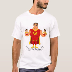T-shirt Superdad avec jumeaux - dessin animé
