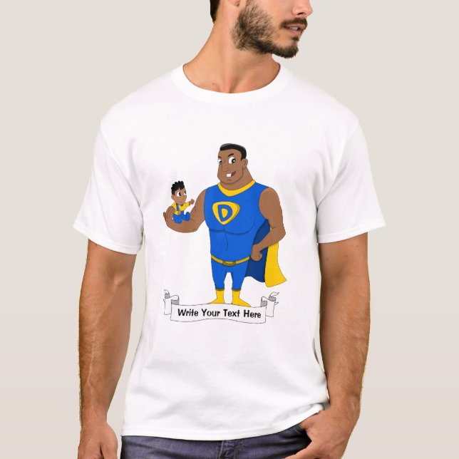 T-shirt Superdad et un enfant - dessin animé (Devant)
