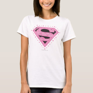 T-shirt Supergirl a affligé le noir et le rose de logo