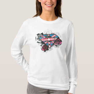 T-shirt Supergirl British Drapeau et Roses