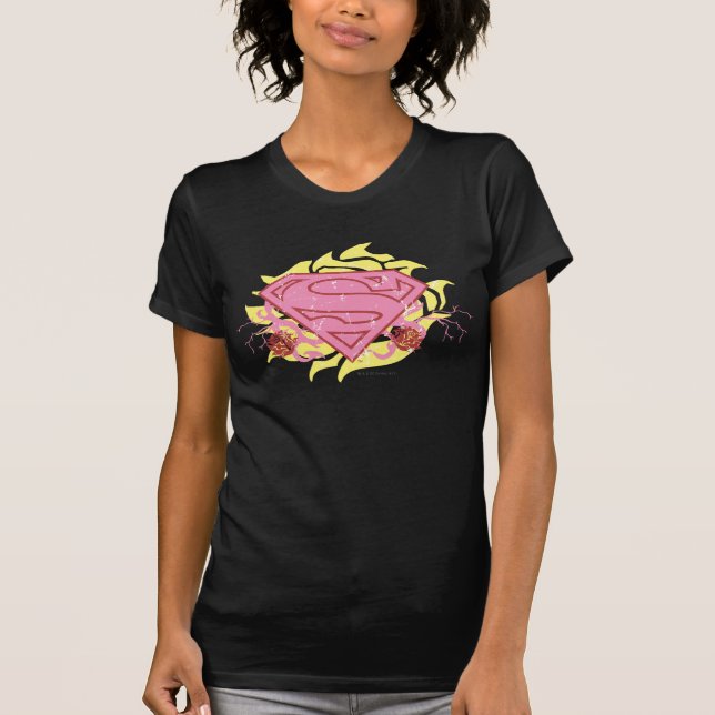 T-shirt Supergirl Fleurs roses (Devant)