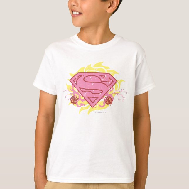 T-shirt Supergirl Fleurs roses (Devant)