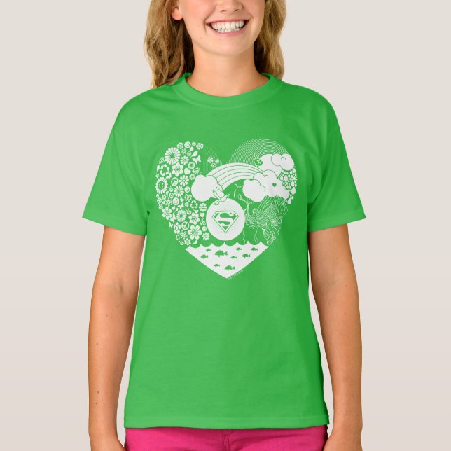 T-shirt Supergirl Floral Peace Heart Graphisme (Devant)