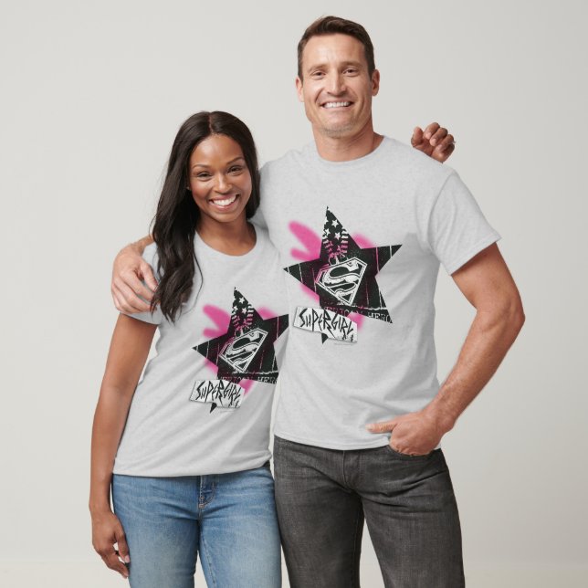 T-shirt Supergirl Pink Spray Star Peinture (Unisexe)
