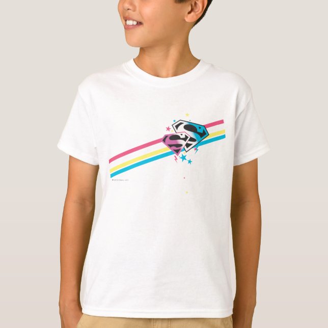 T-shirt Supergirl Rainbow Stripes (Devant)