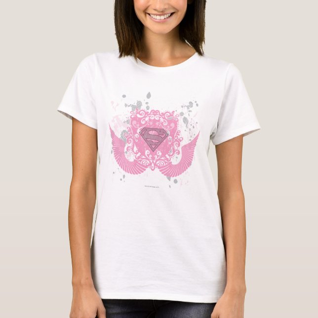 T-shirt Supergirl rose aile design (Devant)