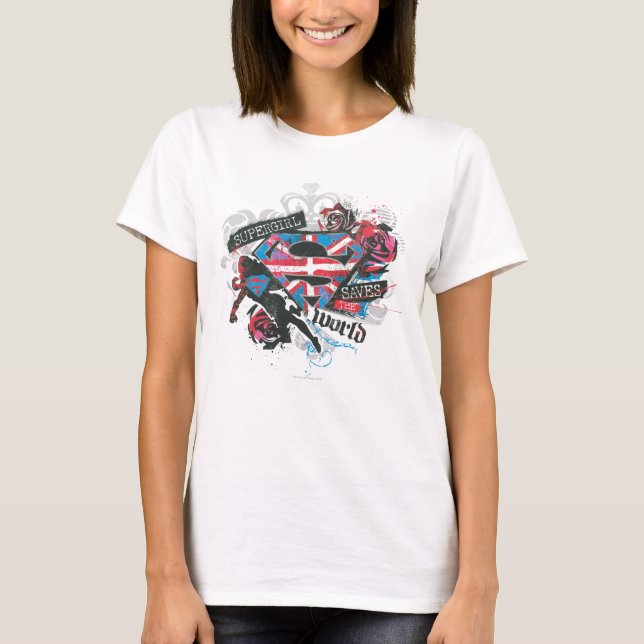T-shirt Supergirl sauve le monde (Devant)