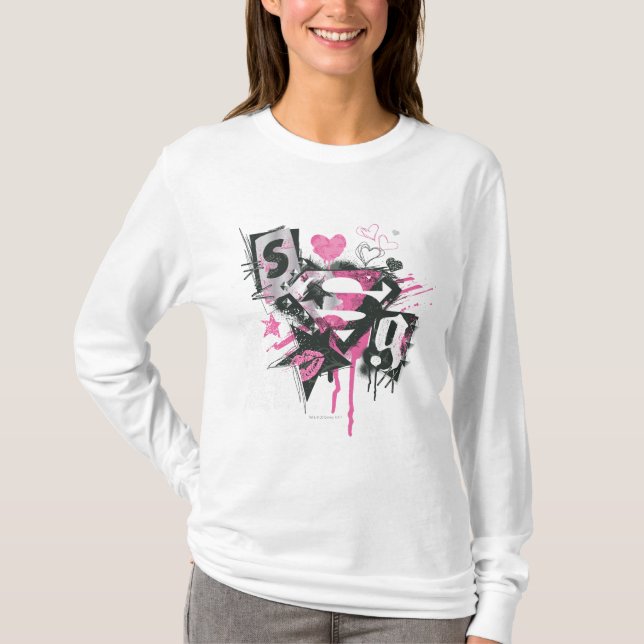 T-shirt Supergirl Spills and Scribbles Collage (Devant)
