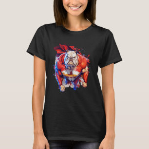 T-shirt Superhero Bulldog Red Cape Super Hero Chien