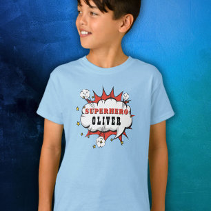 T-shirt Superhero Comic Boy Anniversaire de fête Invité d'