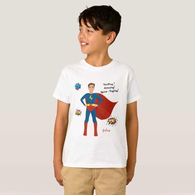 T-shirt Superhero Photo personnalisée Anniversaire du garç (Devant entier)