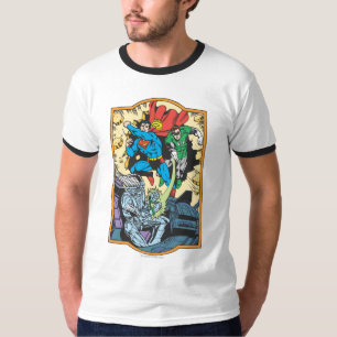 T-shirt Superman & Green Lantern Combat Brainiac