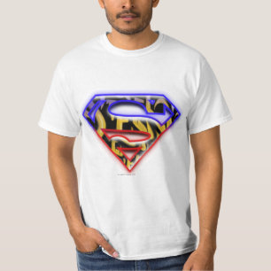 T-shirt Superman S-Shield  Logo Graffiti rouge violet