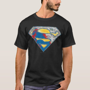 T-shirt Superman S-Shield Logo gris jaune rouge noir
