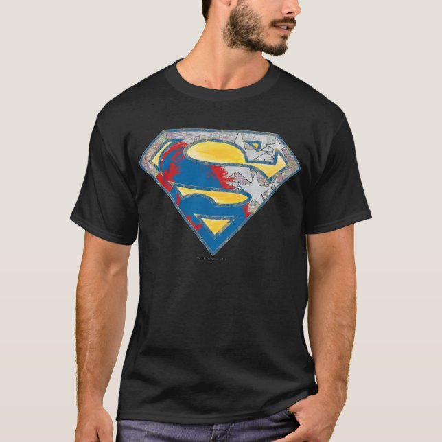 T-shirt Superman S-Shield | Logo gris jaune rouge noir (Devant)
