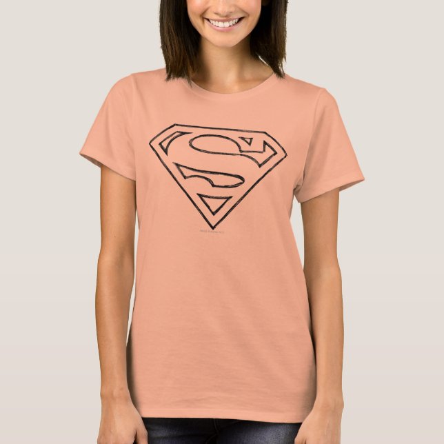 T-shirt Superman S-Shield | Logo Simple Black Outline (Devant)