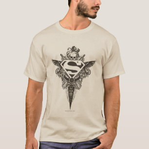 T-shirt Superman Stylisé Logo blanc étoile et crâne